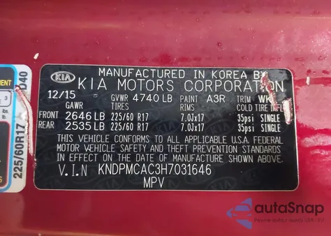 2017 Kia Sportage Lx из США, поврежденный, VIN KNDPMCAC3H7031646